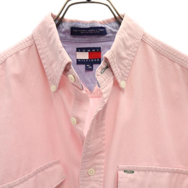 TOMMY HILFIGER トミーヒルフィガー 90s オールド フラッグタグ オックスフォード 長袖 ボタンダウンシャツ M ピンク メンズ