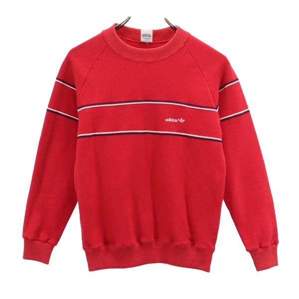 adidas アディダス 70s ヴィンテージ デサント製 ADS-183J 西ドイツタグ 長袖 トレーナー 150 レッド キッズ