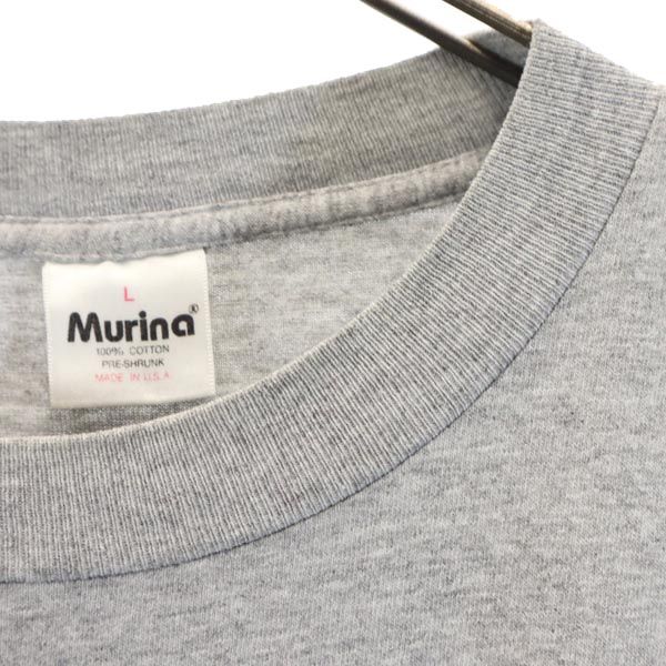 Murina ムリナ 90s オールド USA製 プリント 半袖 Tシャツ L グレー メンズ