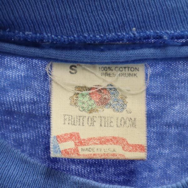 FRUIT OF THE LOOM フルーツオブザルーム 90s オールド USA製 プリント 半袖 Tシャツ S ブルー BYU メンズ