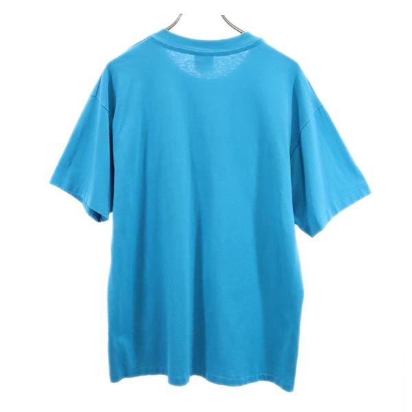 Hanes ヘインズ 90s オールド USA製 プリーツプリーズ 半袖 Tシャツ L ブルー系 メンズ