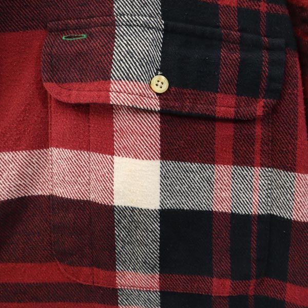 TOMMY HILFIGER トミーヒルフィガー 90s オールド フラッグタグ チェック柄 長袖 ネルシャツ L ボルドー系 メンズ