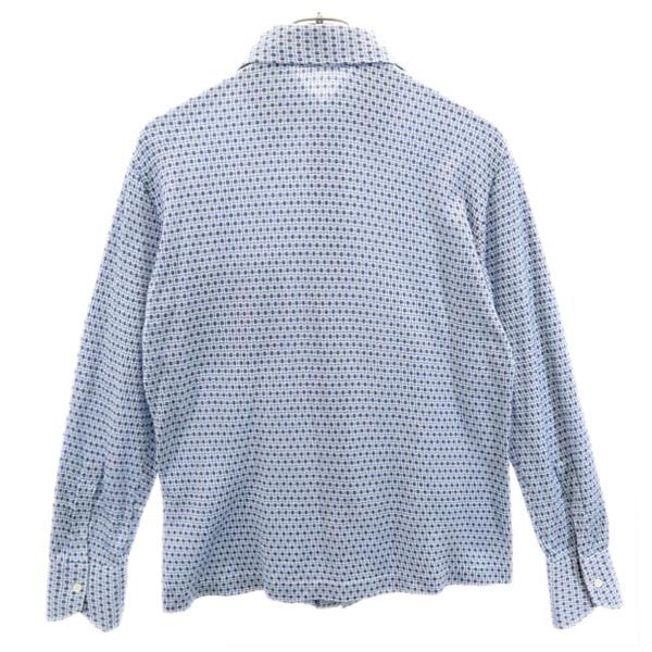 Dunhill ダンヒル 80s ヴィンテージ イタリア製 総柄 長袖 シャツ ホワイト×ブルー メンズ