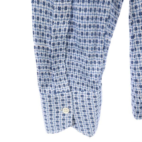 Dunhill ダンヒル 80s ヴィンテージ イタリア製 総柄 長袖 シャツ ホワイト×ブルー メンズ