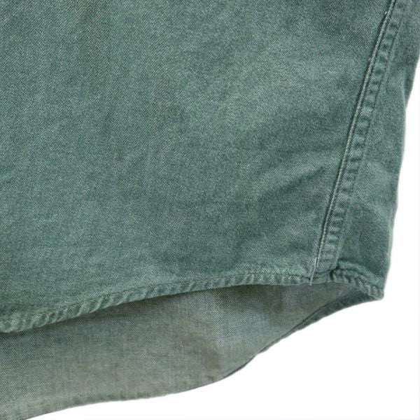 LANDS' END ランズエンド 90s オールド USA製 長袖 ボタンダウンシャツ S グリーン デニム メンズ