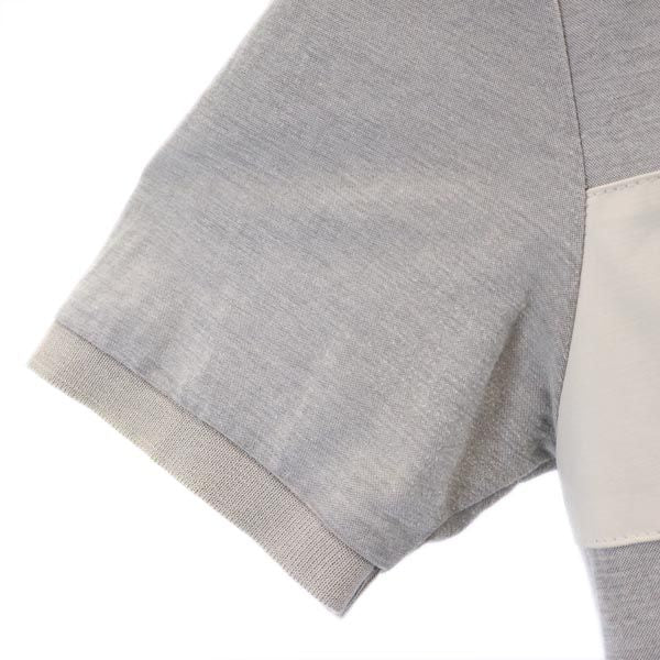 LANVIN en Bleu ランバンオンブルー 日本製 ボーダー 半袖 ポロシャツ 48 グレー×ホワイト メンズ