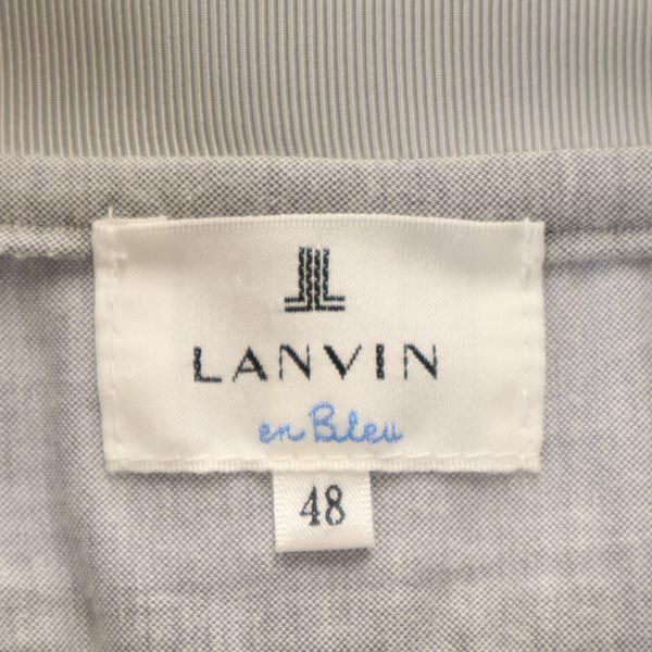 LANVIN en Bleu ランバンオンブルー 日本製 ボーダー 半袖 ポロシャツ 48 グレー×ホワイト メンズ