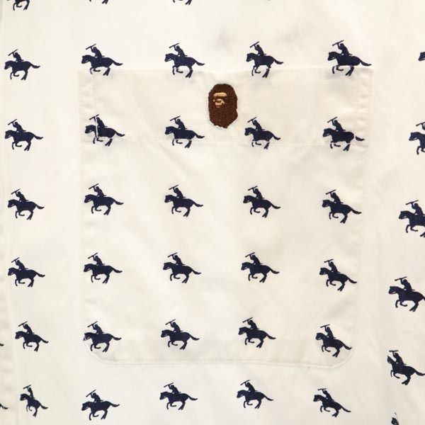 A BATHING APE アベイシングエイプ 日本製 総柄 長袖 シャツ M ホワイト系 メンズ