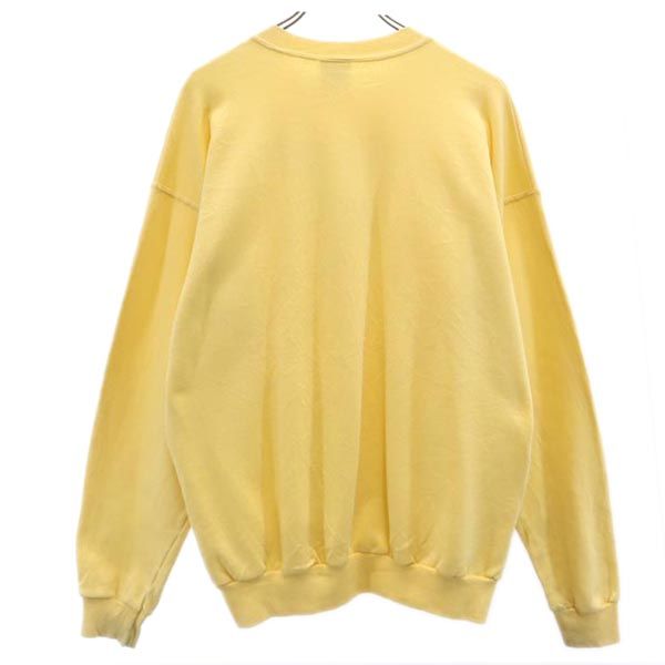 ヘインズ プリント 長袖 トレーナー L イエロー Hanes スウェット 裏起毛 メンズ