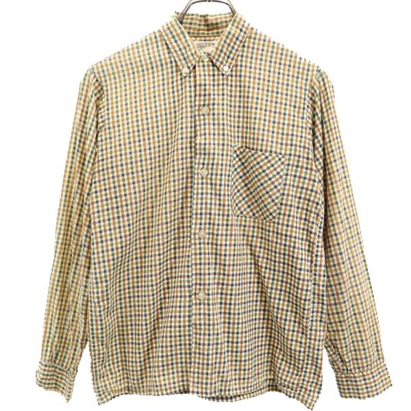 Town Topic 70s 80s ヴィンテージ チェック 長袖 ボタンダウンシャツ 16 ブラウン系 キッズ