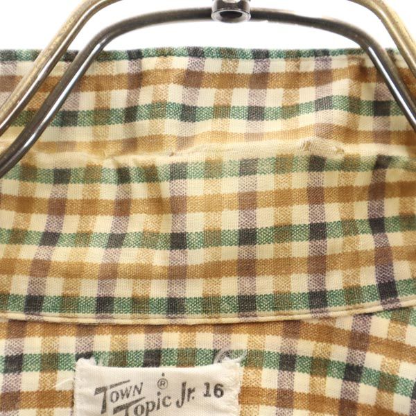 Town Topic 70s 80s ヴィンテージ チェック 長袖 ボタンダウンシャツ 16 ブラウン系 キッズ