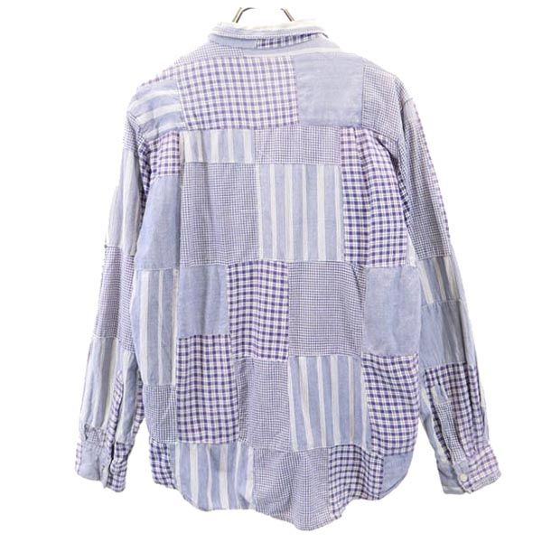 MOVENPICK 80s ヴィンテージ チェック 長袖 パッチワーク ボタンダウンシャツ M ブルー系 ヴィンテージ メンズ