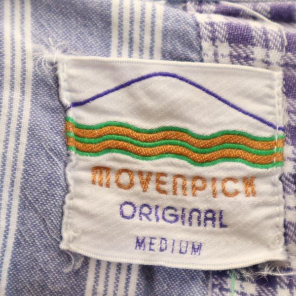 MOVENPICK 80s ヴィンテージ チェック 長袖 パッチワーク ボタンダウンシャツ M ブルー系 ヴィンテージ メンズ