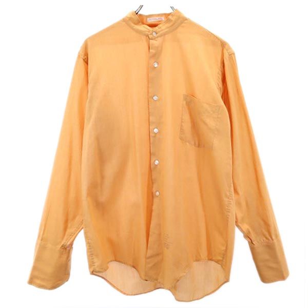 Exclusively Tailored ヴィンテージ 長袖 バンドカラーシャツ 16 オレンジ系 メンズ