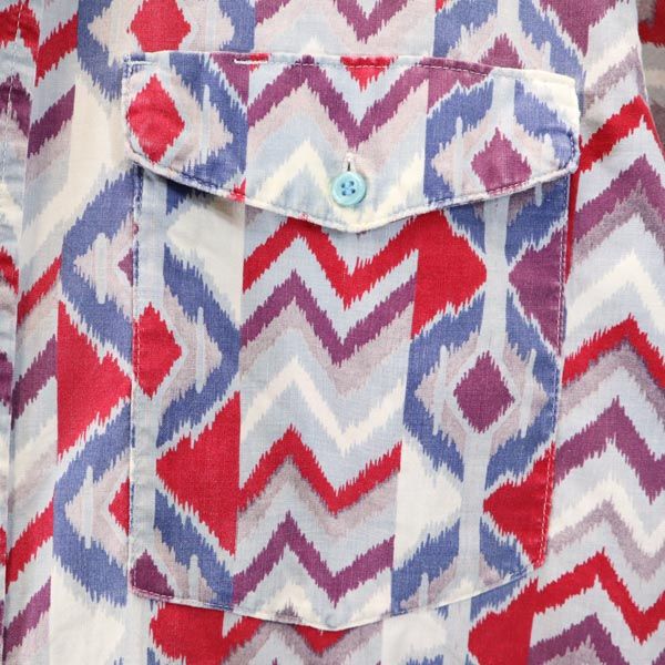 FRONTIER SERIES フロンティアシリーズ 80s ヴィンテージ 総柄 長袖 ボタンダウンシャツ L グレー×レッド×ブルー系 メンズ