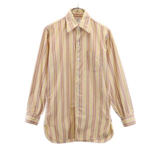 Rupert Rhodes 80s ヴィンテージ ストライプ柄 長袖 シャツ イエローベージュ系 メンズ