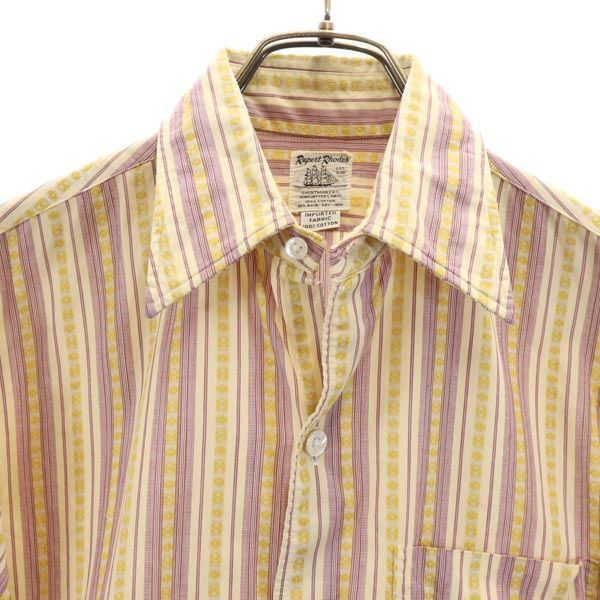 Rupert Rhodes 80s ヴィンテージ ストライプ柄 長袖 シャツ イエローベージュ系 メンズ