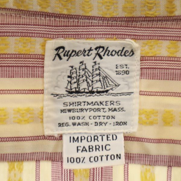 Rupert Rhodes 80s ヴィンテージ ストライプ柄 長袖 シャツ イエローベージュ系 メンズ