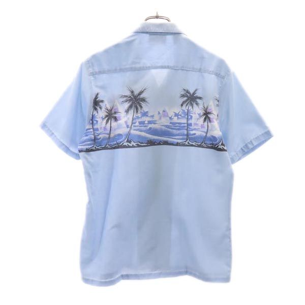 HAWAII BLUES 80s ヴィンテージ USA製 半袖 アロハシャツ M ブルー系 開襟 メンズ