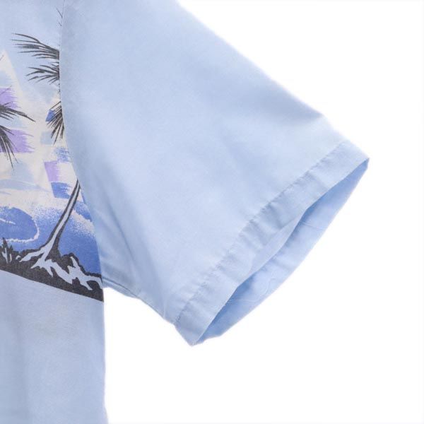 HAWAII BLUES 80s ヴィンテージ USA製 半袖 アロハシャツ M ブルー系 開襟 メンズ