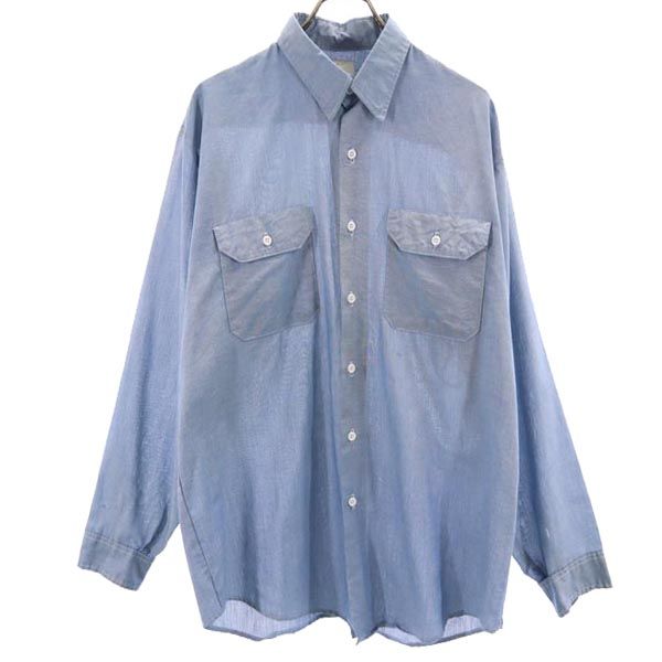 キー 80s ヴィンテージ 長袖 シャンブレーシャツ ブルー KEY メンズ