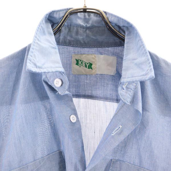 キー 80s ヴィンテージ 長袖 シャンブレーシャツ ブルー KEY メンズ
