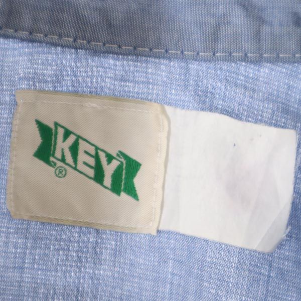 キー 80s ヴィンテージ 長袖 シャンブレーシャツ ブルー KEY メンズ