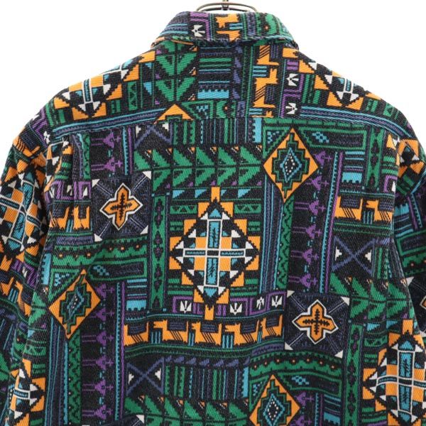 DIE TRAEVMEN DEN KNABEN 80s ヴィンテージ 総柄 長袖 シャツ F ブラック×グリーン系 他 DIE TRAEVMEN DEN KNABEN メンズ