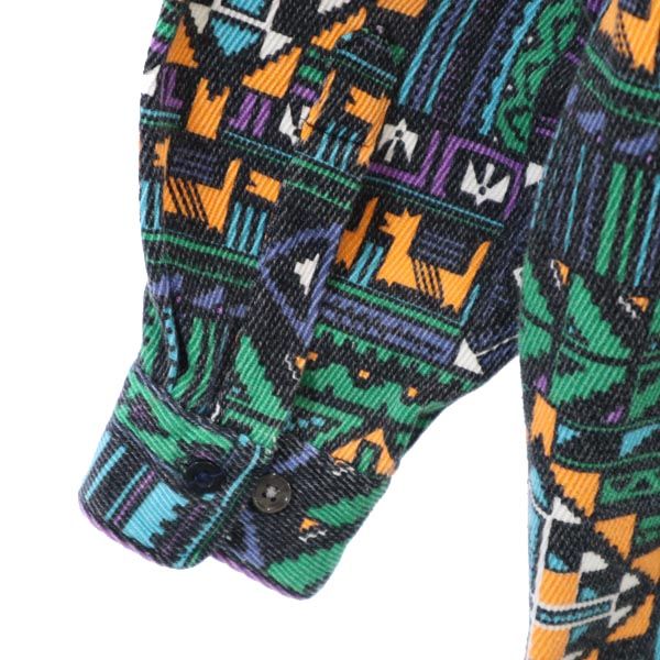 DIE TRAEVMEN DEN KNABEN 80s ヴィンテージ 総柄 長袖 シャツ F ブラック×グリーン系 他 DIE TRAEVMEN DEN KNABEN メンズ