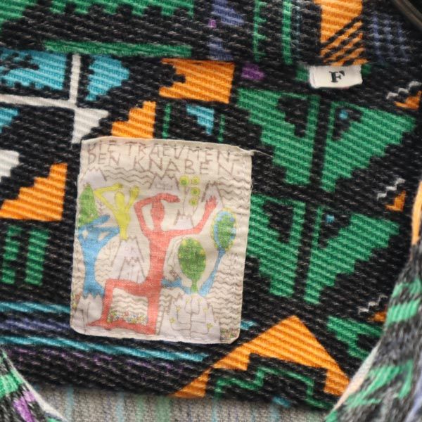 DIE TRAEVMEN DEN KNABEN 80s ヴィンテージ 総柄 長袖 シャツ F ブラック×グリーン系 他 DIE TRAEVMEN DEN KNABEN メンズ