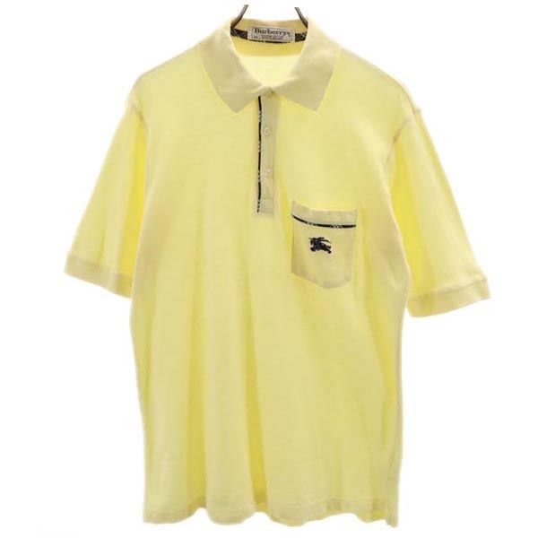 Burberrys バーバリーズ 90s オールド 半袖 ポロシャツ M イエロー系 鹿の子 メンズ
