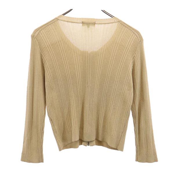 LANVIN en Bleu ランバンオンブルー 日本製 長袖 ニットジャケット 38 ベージュ ショート丈 レディース