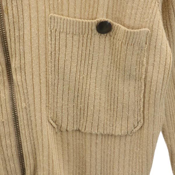 LANVIN en Bleu ランバンオンブルー 日本製 長袖 ニットジャケット 38 ベージュ ショート丈 レディース