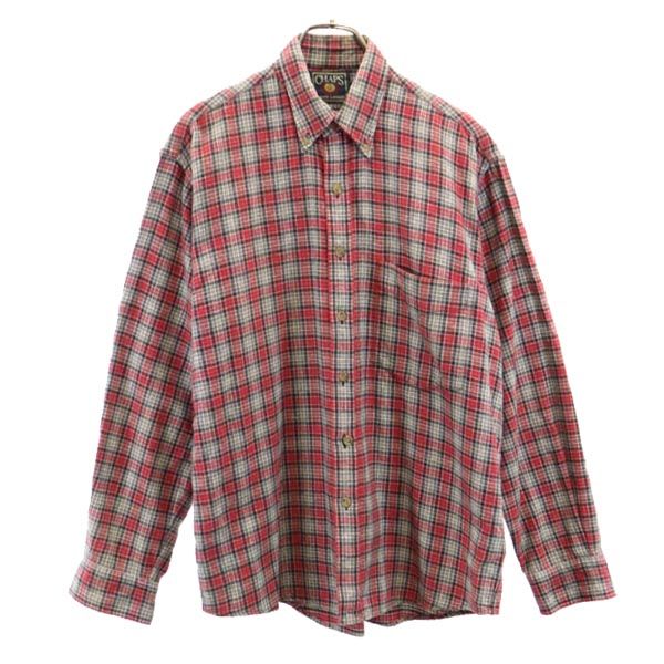 CHAPS チャップス チェック 長袖 ボタンダウンシャツ M レッド系 メンズ