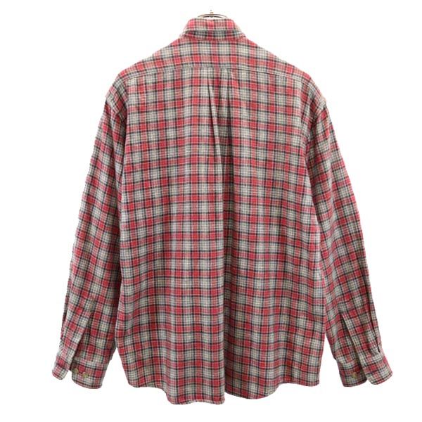 CHAPS チャップス チェック 長袖 ボタンダウンシャツ M レッド系 メンズ