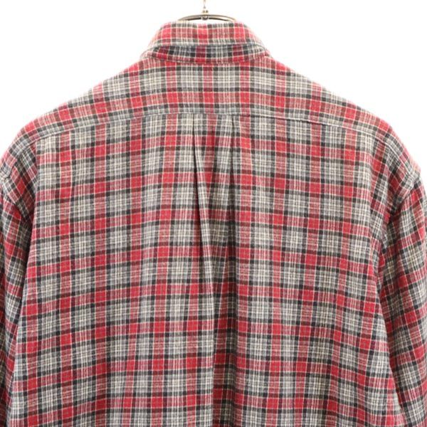CHAPS チャップス チェック 長袖 ボタンダウンシャツ M レッド系 メンズ