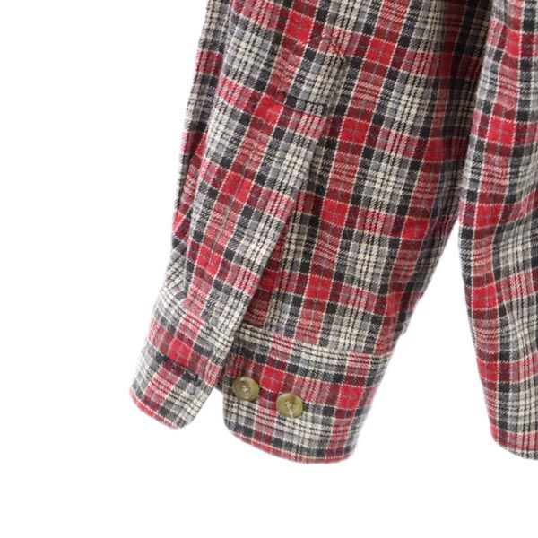 CHAPS チャップス チェック 長袖 ボタンダウンシャツ M レッド系 メンズ