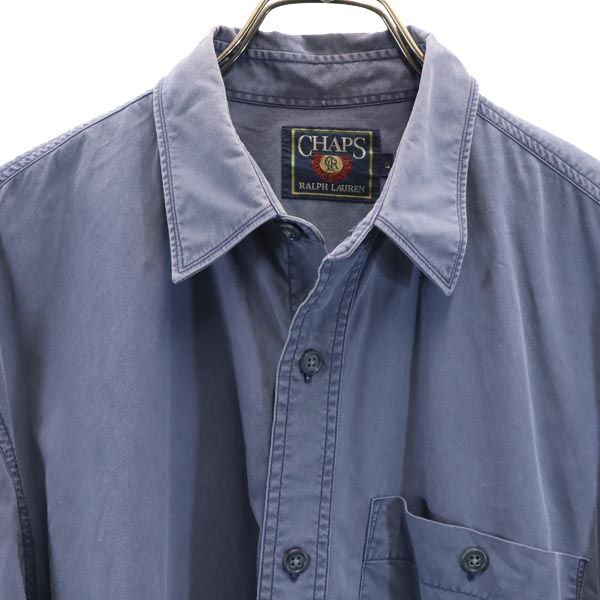 CHAPS チャップス 長袖 シャツ M ブルー系 メンズ