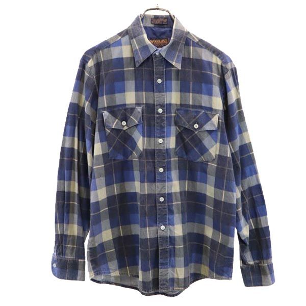 WOODLAND ウッドランド チェック 長袖 シャツ M ブルー系 メンズ