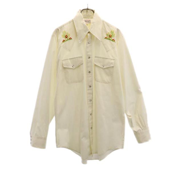 KING SIZE キングサイズ 70s ヴィンテージ 長袖 ウエスタンシャツ 37 オフホワイト系 メンズ