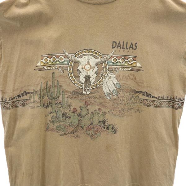 SANSEGAL 90s オールド USA製 ネイティブプリント 半袖 Tシャツ XL ブラウン系 SANSEGAL メンズ