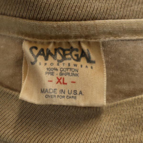 SANSEGAL 90s オールド USA製 ネイティブプリント 半袖 Tシャツ XL ブラウン系 SANSEGAL メンズ
