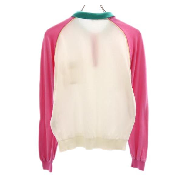 バレンシア スポーツ 長袖 ポロシャツ L ホワイト BALENCIAGA SPORTS 鹿の子 レディース