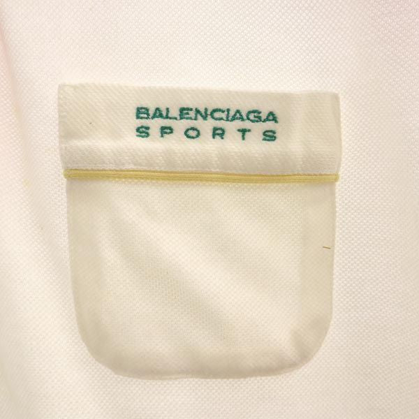 バレンシア スポーツ 長袖 ポロシャツ L ホワイト BALENCIAGA SPORTS 鹿の子 レディース