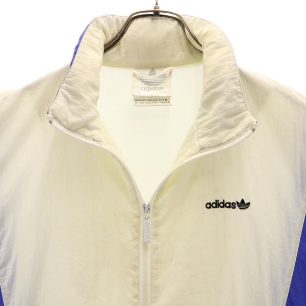 adidas アディダス 80s 万国旗タグ ヴィンテージ ナイロンジャケット M ホワイト系 フード メンズ