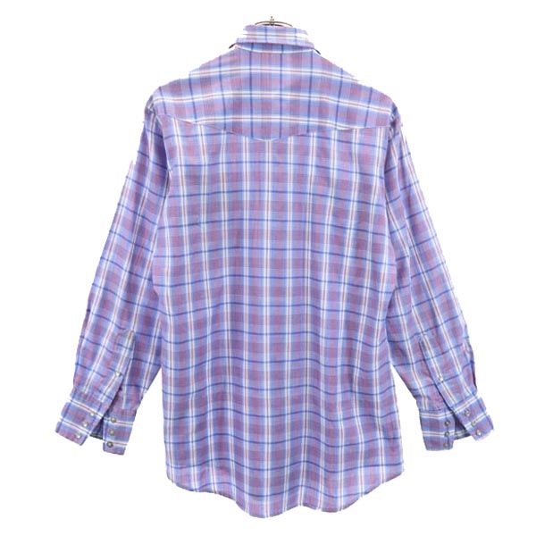 VINTAGE ヴィンテージ 70s 80s チェック 長袖 ウエスタンシャツ ブルー系 メンズ