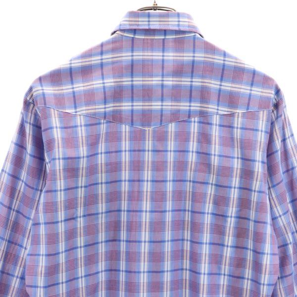 VINTAGE ヴィンテージ 70s 80s チェック 長袖 ウエスタンシャツ ブルー系 メンズ
