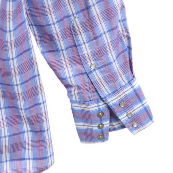 VINTAGE ヴィンテージ 70s 80s チェック 長袖 ウエスタンシャツ ブルー系 メンズ