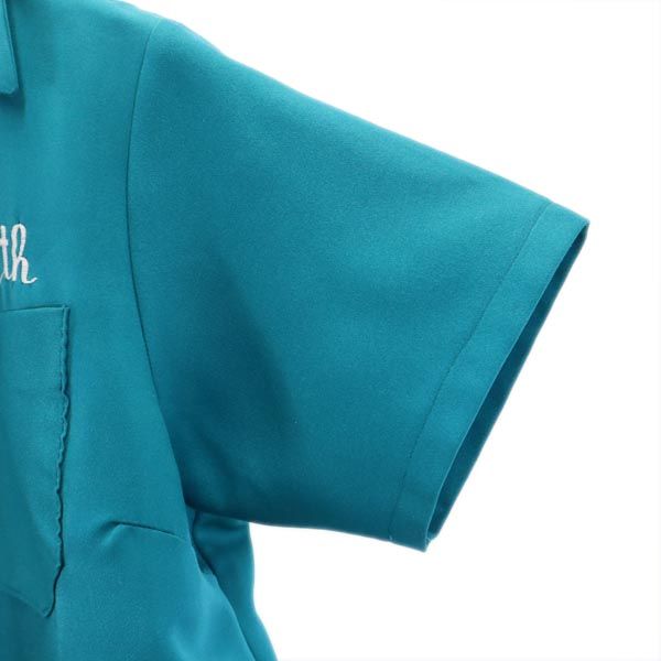 Beth 80s ヴィンテージ 半袖 ボーリング シャツ グリーン系 オープンカラー レディース