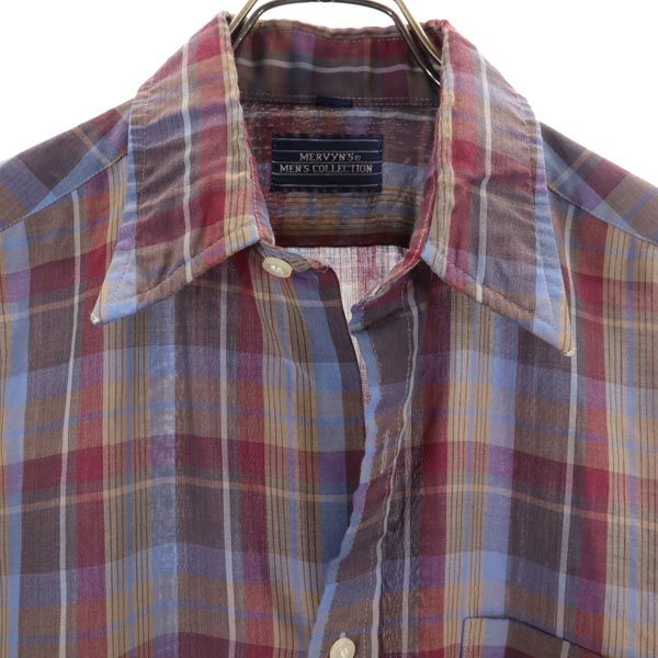 MERVYNS マービンズ 80s ヴィンテージ チェック柄 長袖 シャツ M メンズ